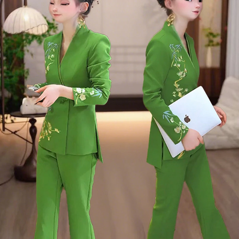 时尚秋季新款高级气质清新简约通勤西装时尚上衣套装裤子两件套女