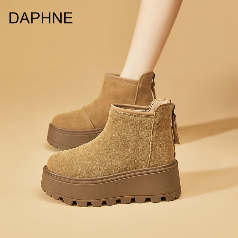 达芙妮女鞋冬季新款加绒加厚女鞋厚底穿搭雪地靴女款爆款2025新款