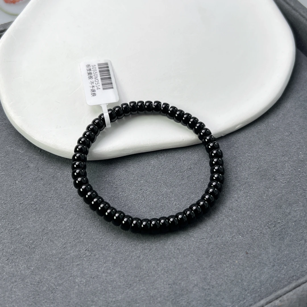 黑玛瑙精工药片归圆手串6mm