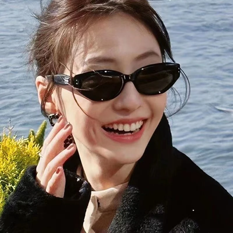 猫眼太阳镜墨镜复古高级感窄框女新款防晒防紫外线眼镜百搭时尚
