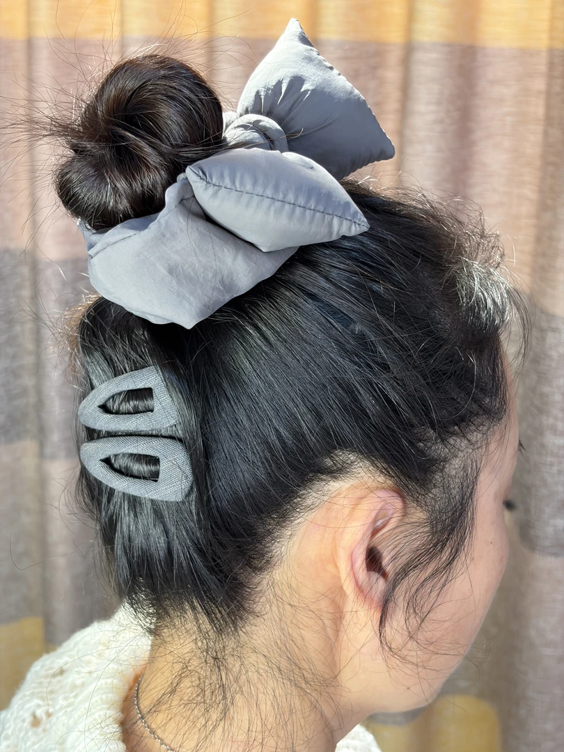 甜美风轻职风女日韩发绳发圈复古法式简约高级感雾灰色蝴蝶结发圈