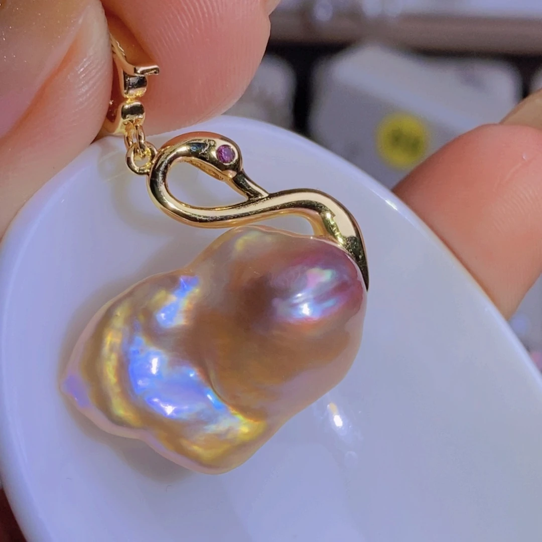 银S925镶嵌天然淡水珍珠淡水珍珠