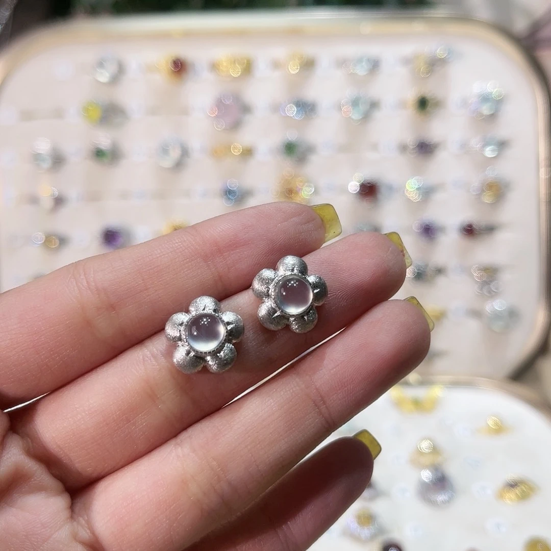 蛇纹石玉戒指银S925镶嵌