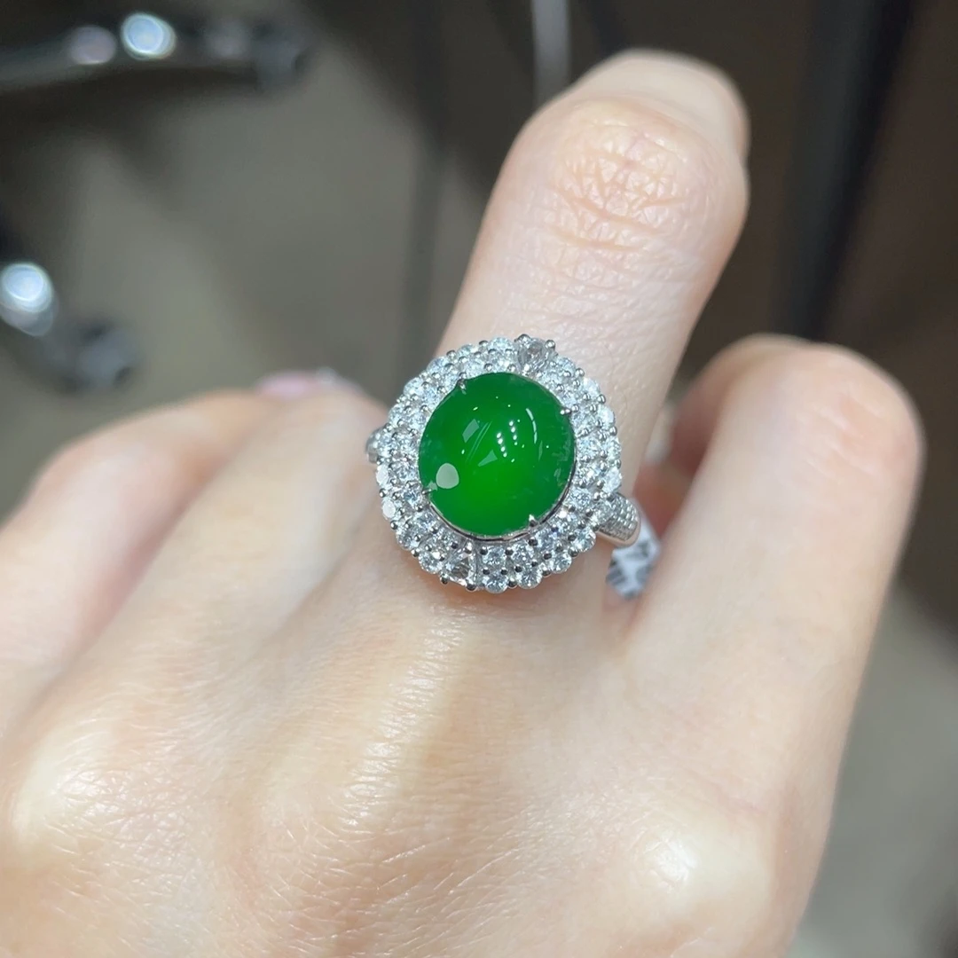 翡翠颈饰18K金镶嵌天然缅甸翡翠a货