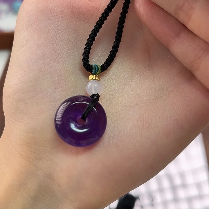 水晶未镶嵌手链紫水晶平安扣