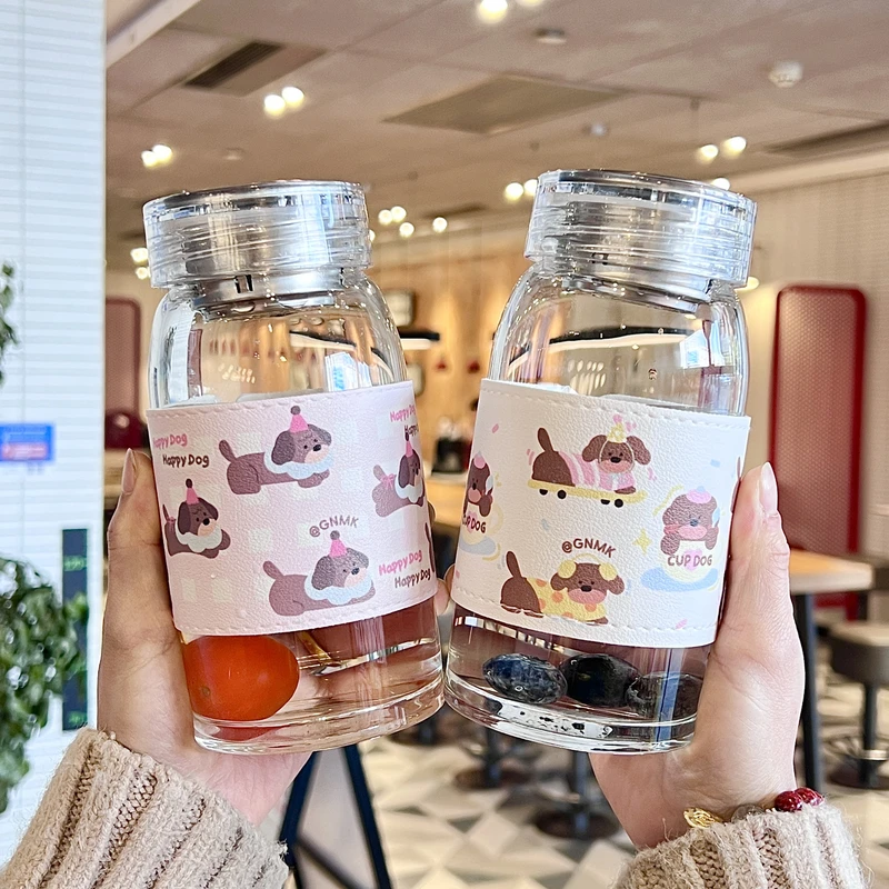 高硼硅玻璃水杯女生杯套小巧便携泡茶杯办公茶水分离杯牛奶咖啡杯