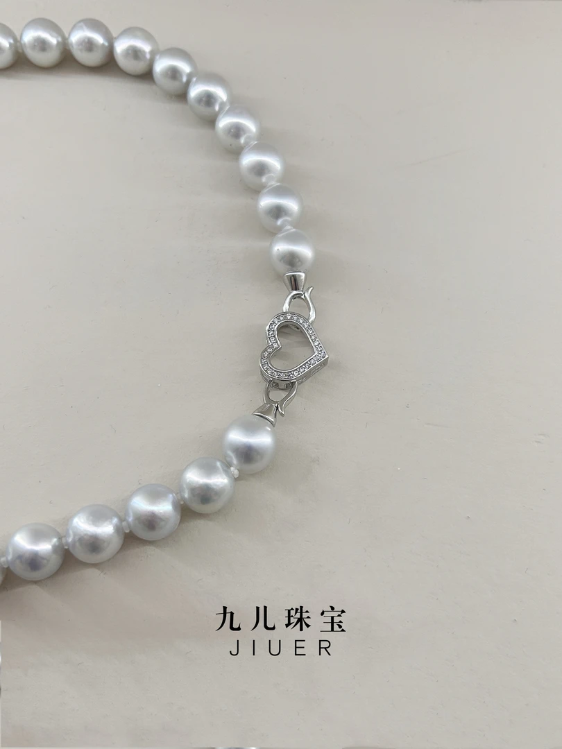 【九儿真珠】S925银 海水真多麻项链 9-10mm（多样性发1）X684