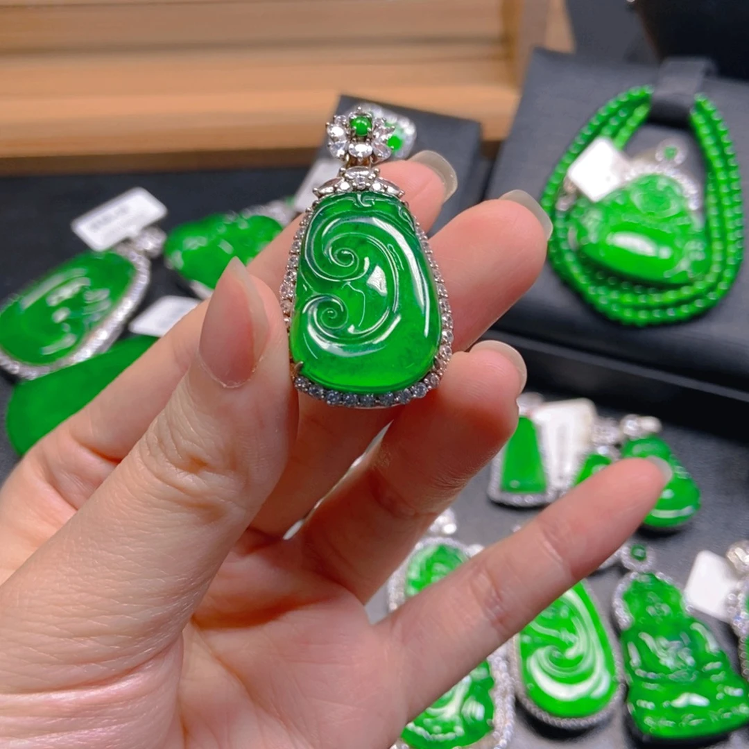 翡翠银S925镶嵌吊坠(不含链)