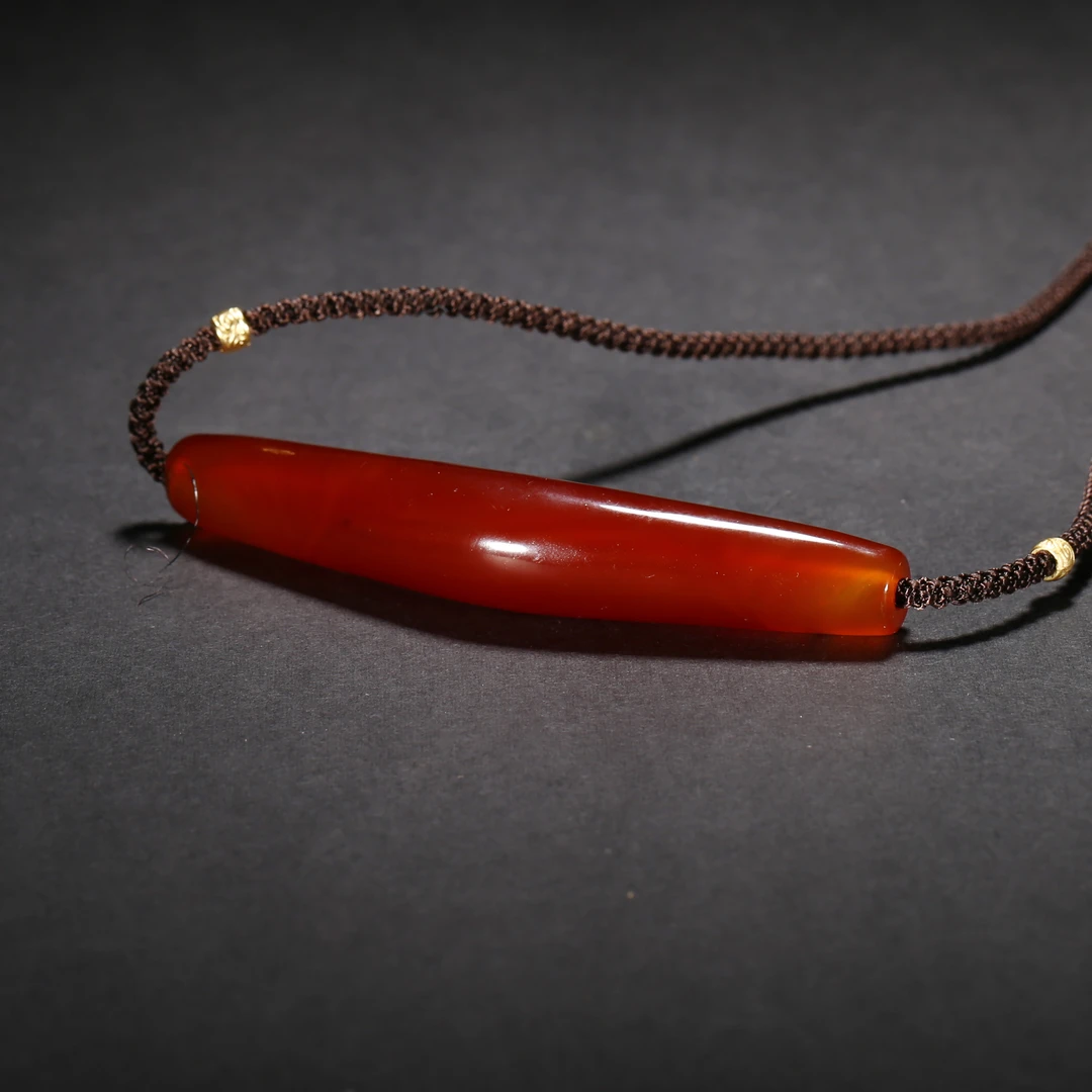 清代*牛角形红玛瑙吊坠/03FYG4137/玛瑙【北京文博】