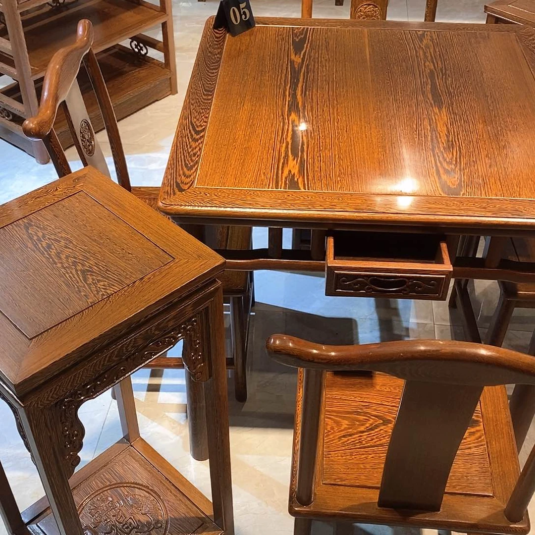 鸡翅木类成套家具安****秀一桌五椅加32×32高65花茶几