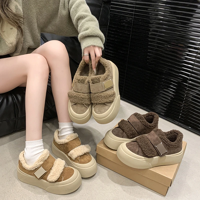 2025年冬季新款加厚绒防寒休闲运动板鞋德训鞋保暖毛毛棉鞋加绒女