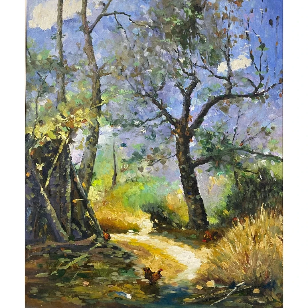 6105李爽《山村小路》原创手绘油画风景作品60*50cm适合客厅餐玄关