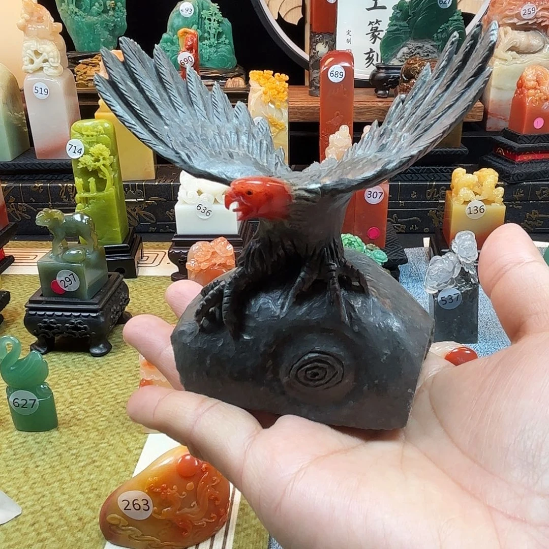 寿山石印石展翅飞翔8