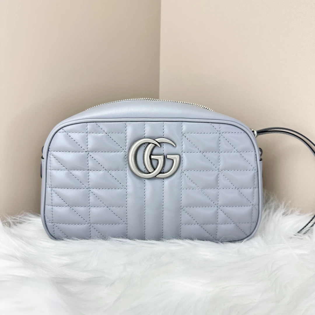 99新 GUCCI/古驰 马蒙相机包新款大象灰链条包