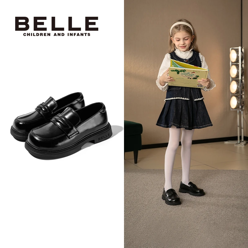 百丽超细纤维套筒春秋学院风公主皮鞋单鞋厚底欧若精灵风DE4407