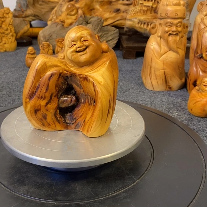 柏木崖柏弥勒佛摆件根雕工艺品