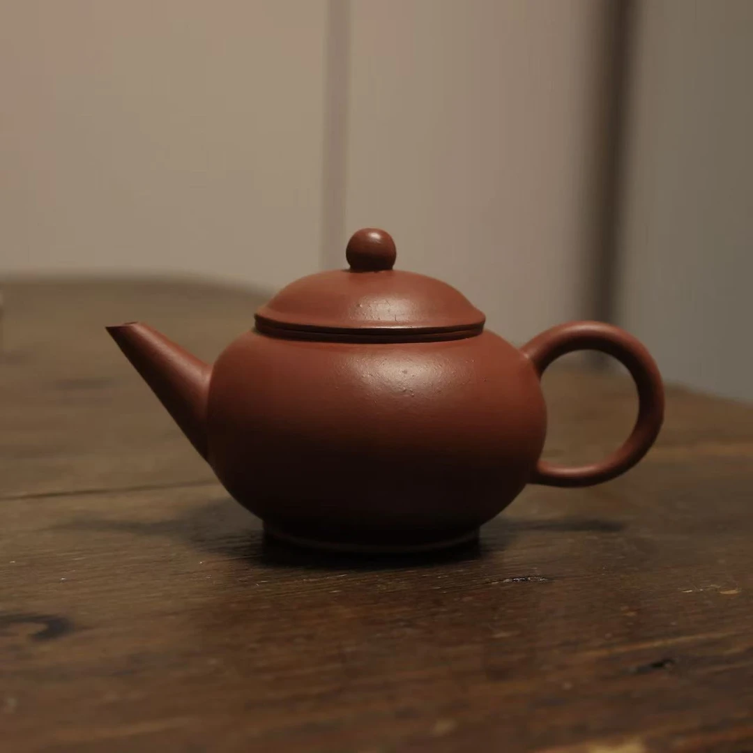 【90年代初期】紫砂厂工人制作2号标薄胎把把壶朱泥水平壶90毫升