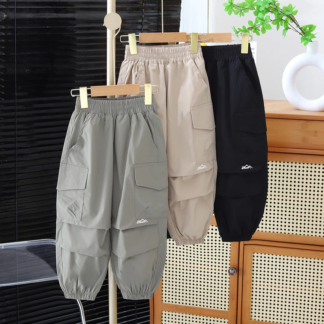 童装男童裤子夏季速干防蚊工装裤25中大儿童休闲运动宽松薄款潮酷