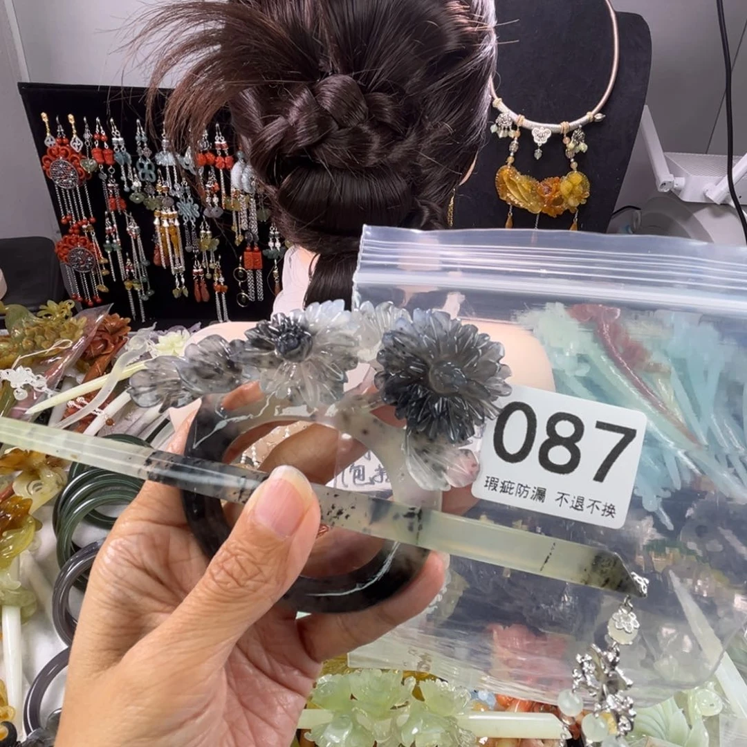 未镶嵌岫玉发饰简***乐