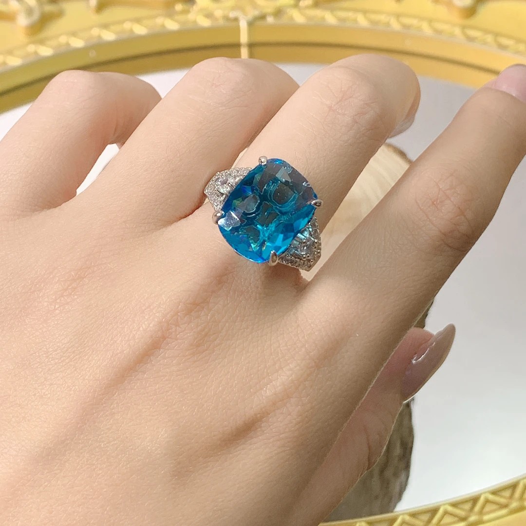 铜合金戒指 经典百搭蓝色新款大戒指008