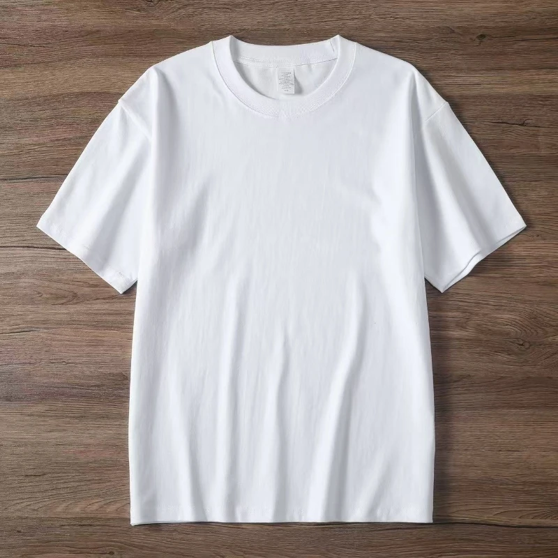 美式重磅T恤男士潮牌基础款复古纯色百搭打底衫厚实白色短袖夏季