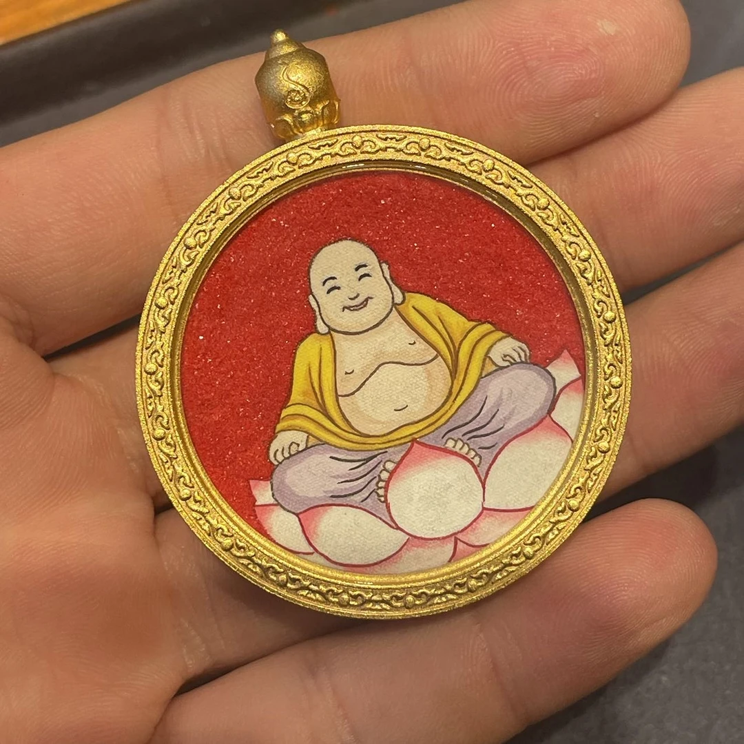【佳哥严选】 J38706-唐卡tt圆壳粗矿吊坠（弥勒）-42mm左右