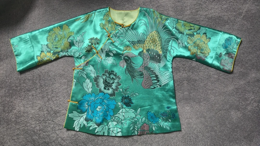 新款老织锦圆领斜襟太太服中式国风