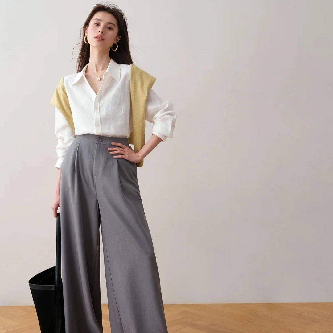 常规中长款休闲风衬衫长袖设计感夏季衬衫-69089