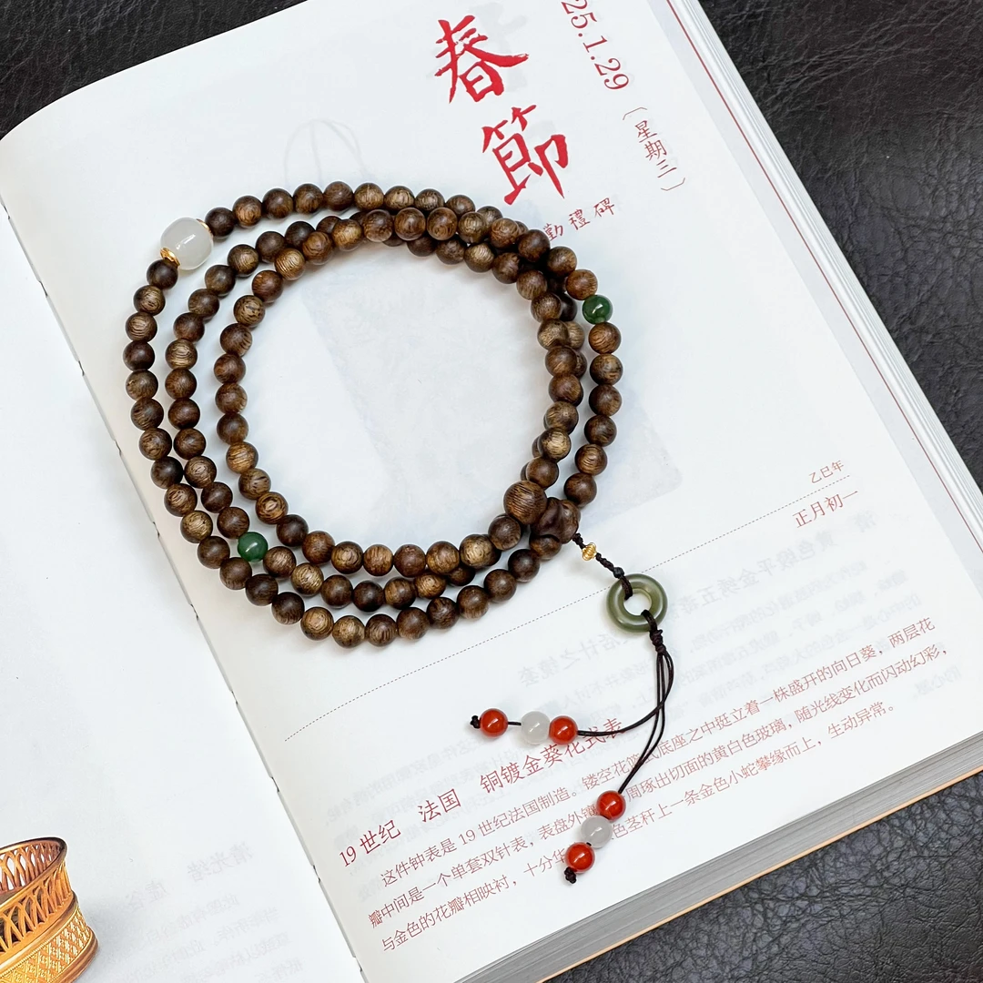 【木光宝盒】奇楠沉香圆珠多圈项链幂幂款和田手串