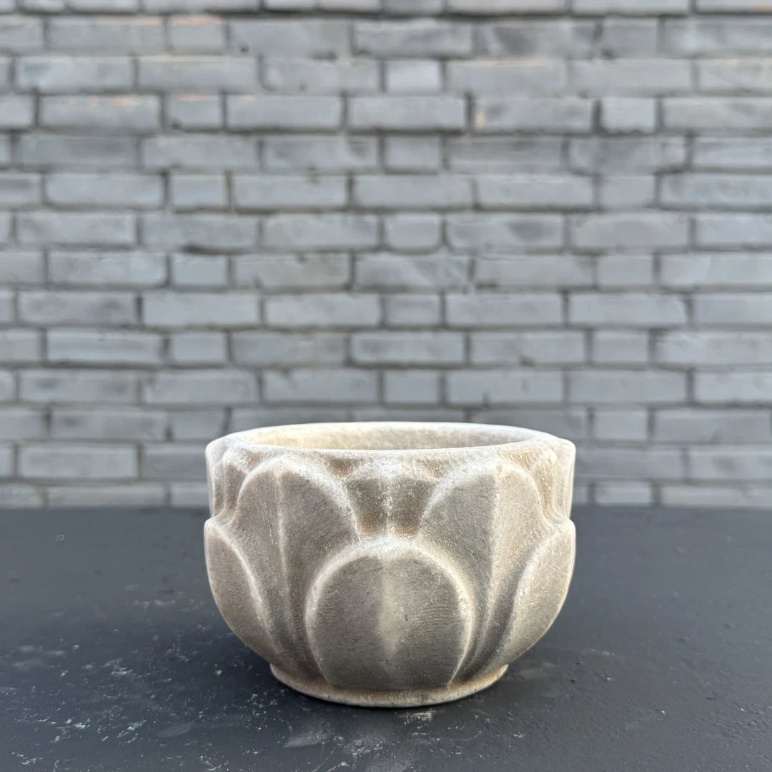 汉白玉莲花石盆盆景盆 规格：直径15高8cm