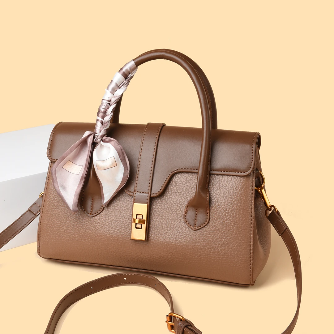 新款时尚斜挎单肩包J-203 棕色 长28高17