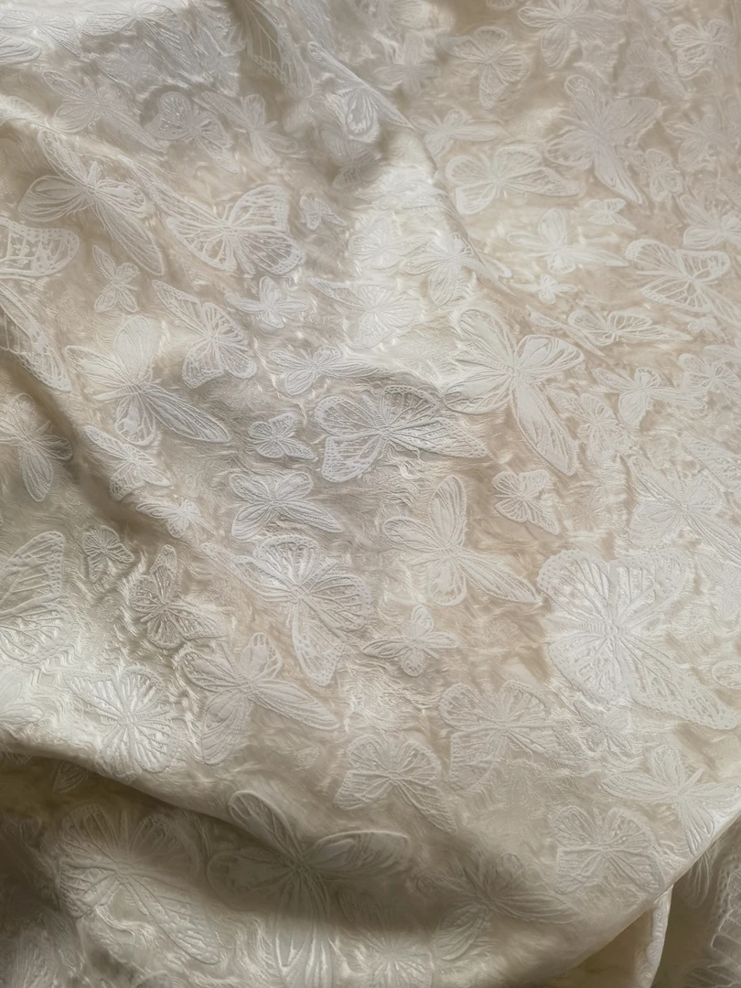 进口人丝醋酸提花面料连衣裙套装风衣设计师御用