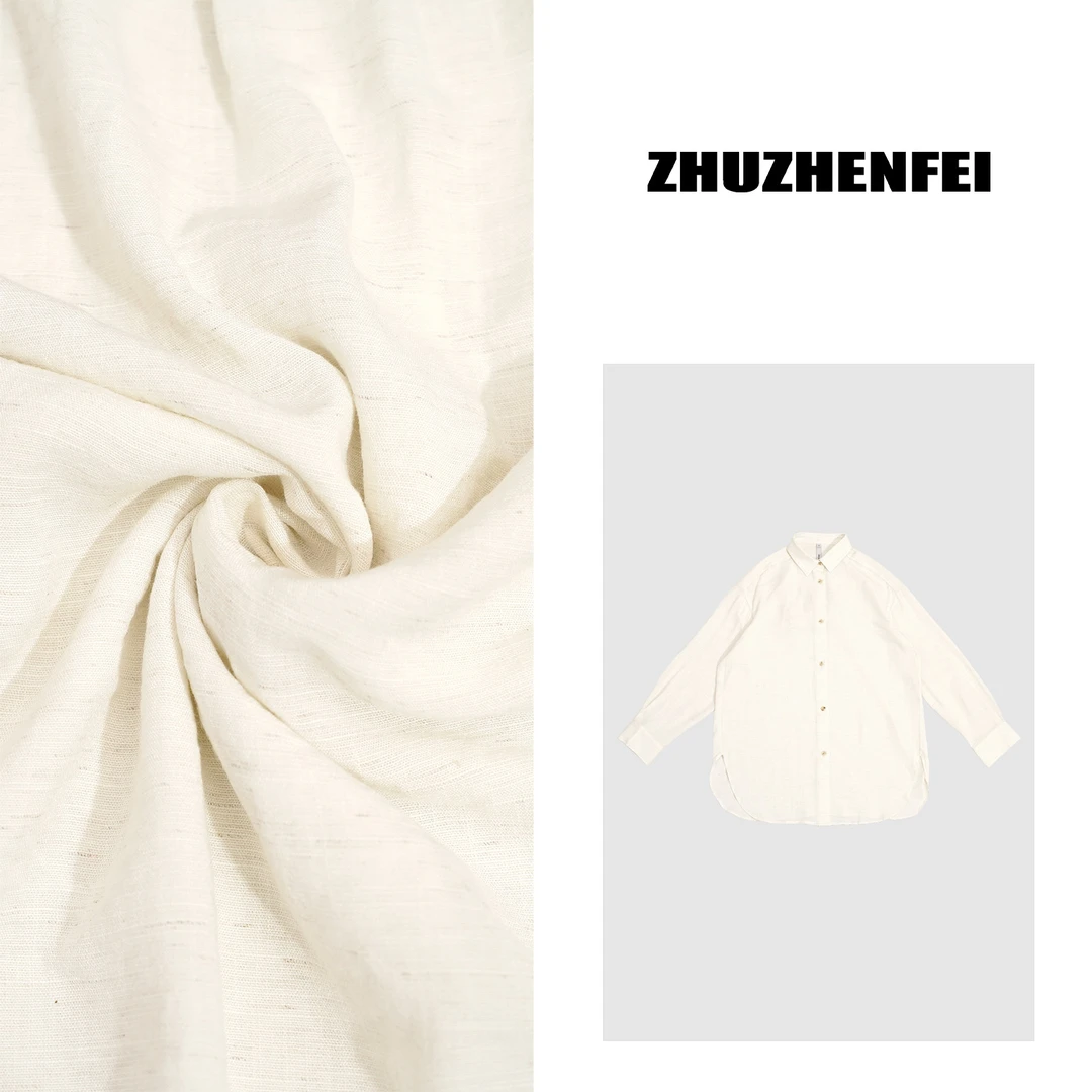 设计师原创新款舒适慵懒简约小众高级纯色‘亚麻’’长袖衬衫Z351072