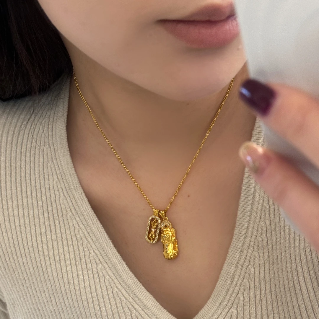 铜合金项链 铜合金项链 点钻貔貅金刚杵叠戴伟雪同款项链