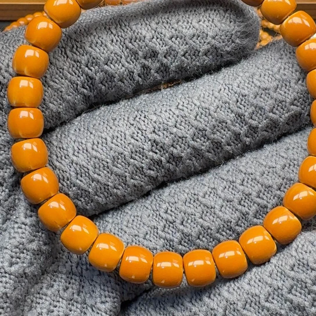 皮***蟹手串/手链橄榄核7.5老挝红料正三花核尖单圈微白