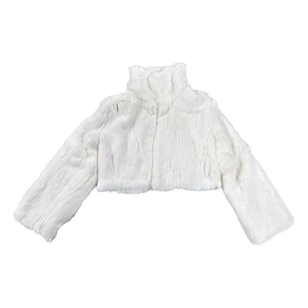 【高高甄选】兔毛整张时尚高腰款外套