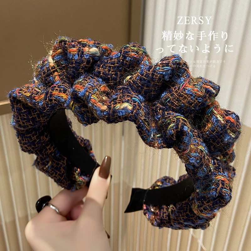 秋冬复古韩版木耳边针织发箍高级感高颅顶洗脸头箍发卡发捆头饰女
