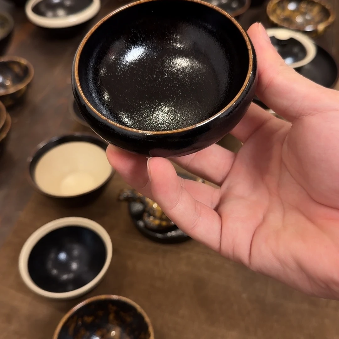 茶盏吉州窑柴烧纯黑钵
