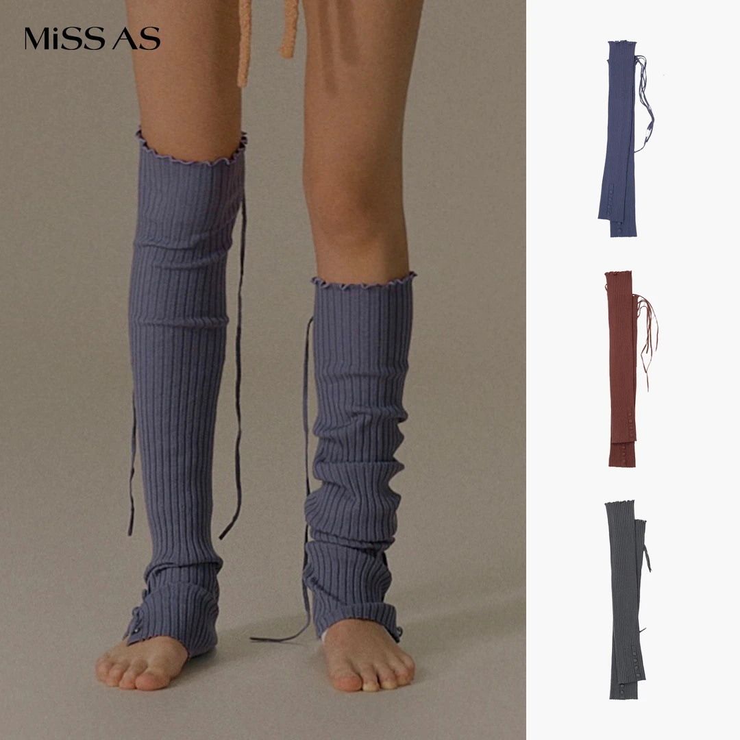 【o cloche code】时尚纯色简约系带舞者过膝腿袜套25秋冬潮牌新品