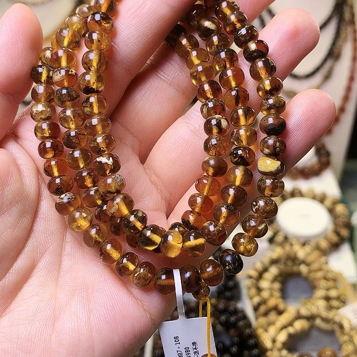 未镶嵌琥珀裸石水骨花7+