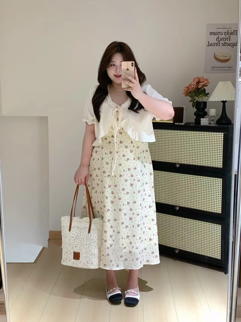 碎花吊带裙➕外搭套装2363