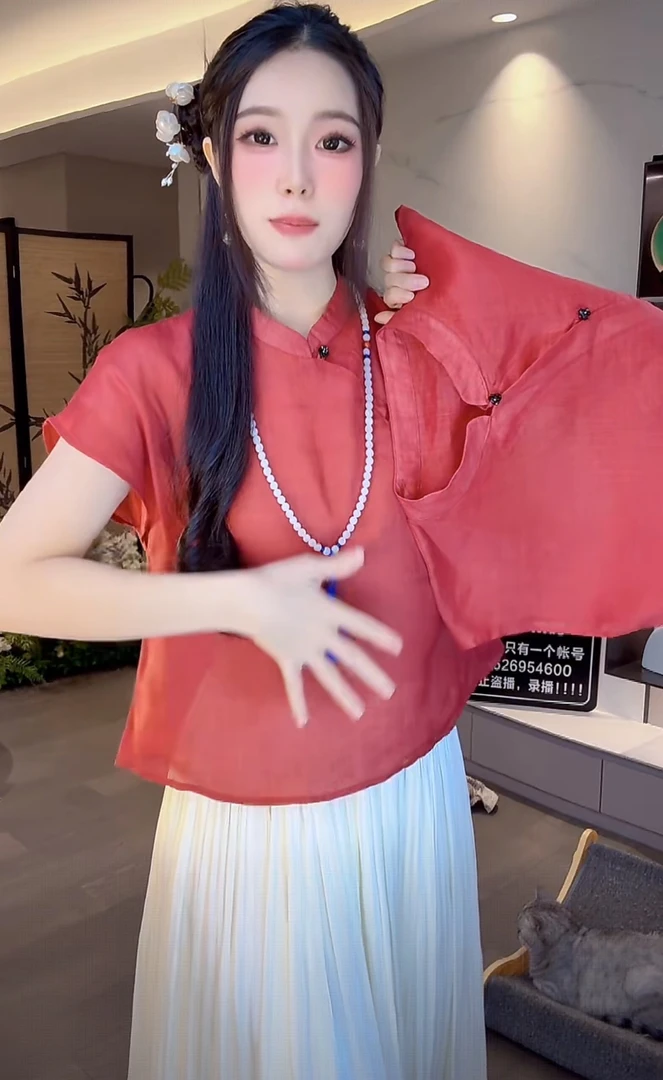《檀荔》创新中式文艺衬衫气质麻感纯色上衣