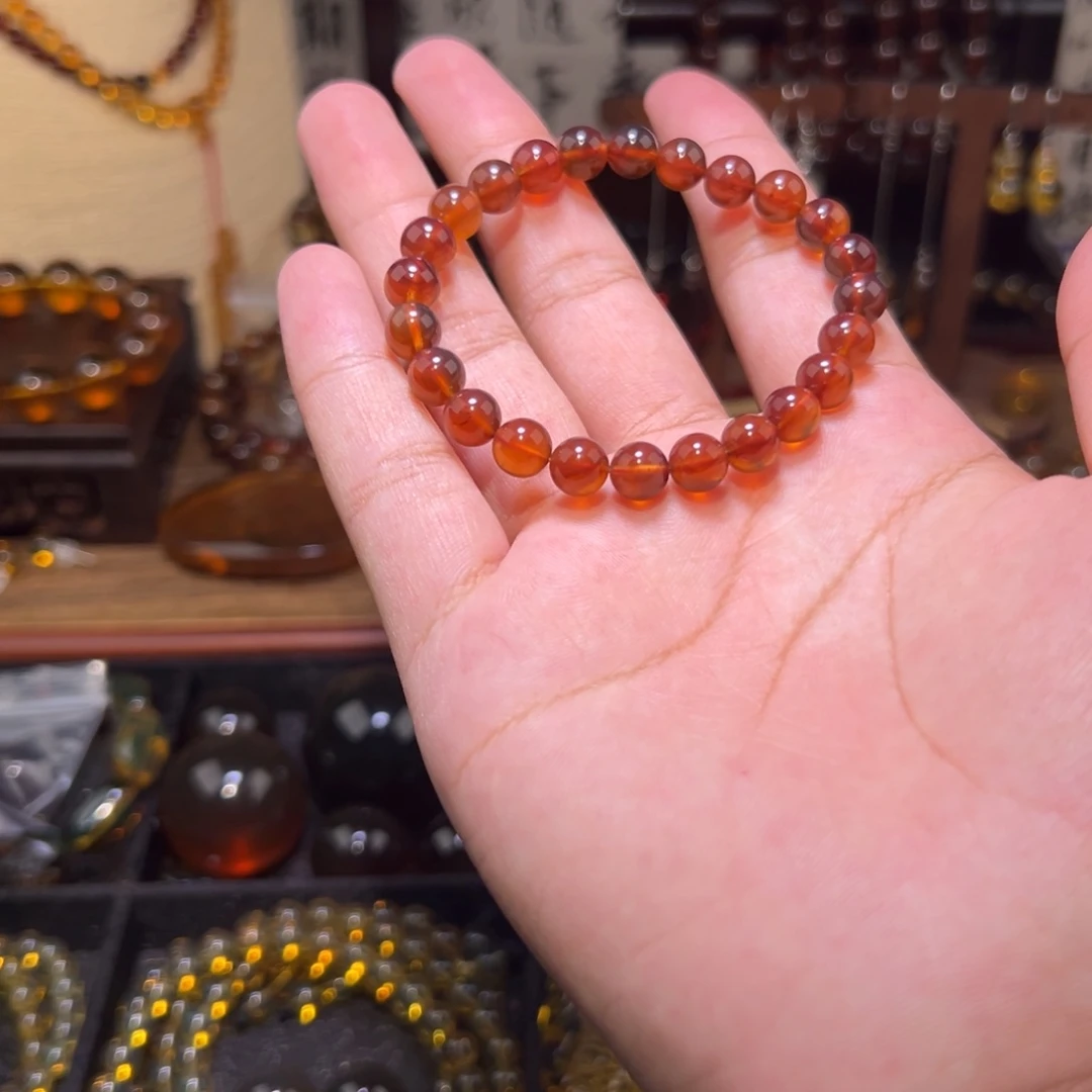 未镶嵌颈饰琥珀7mm棕红手串