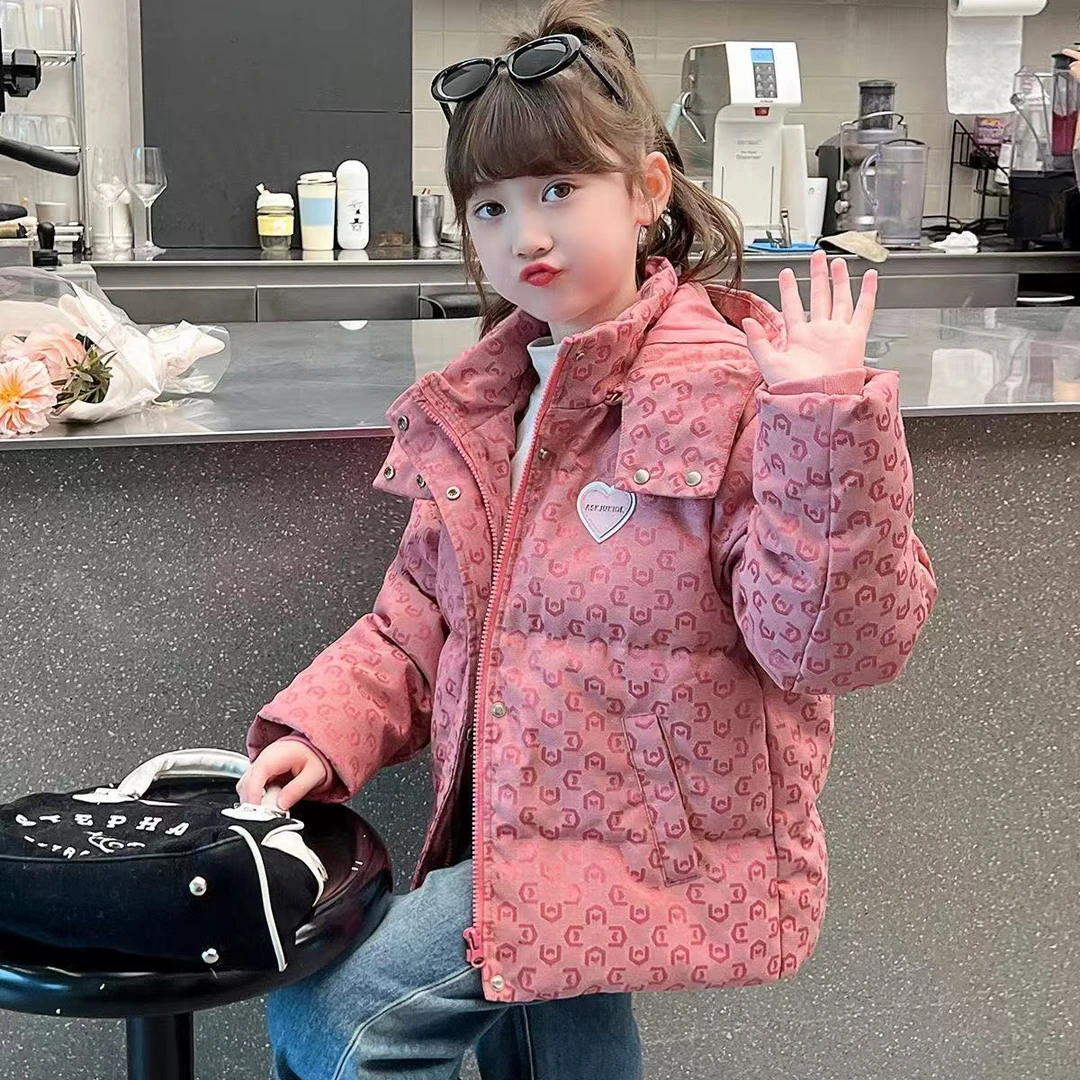 女童棉服外套2024冬季新品加绒加厚棉袄