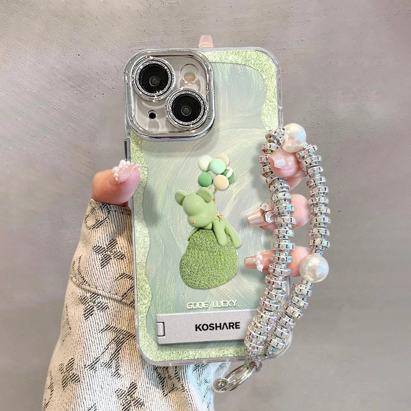 气球熊适用苹果华为vivo/oppo小米iPhone16精孔羽纱纹夏天手机壳