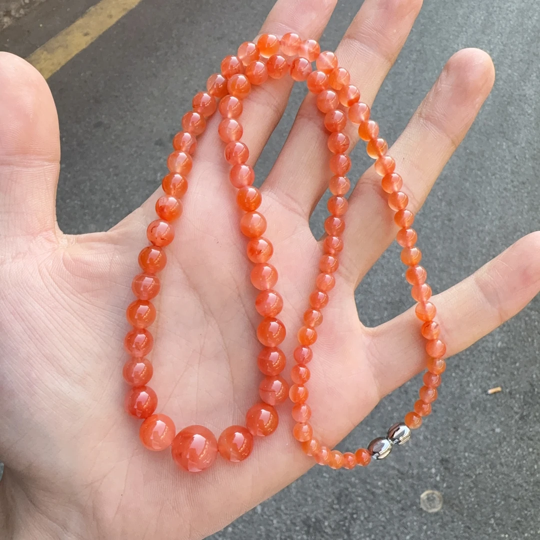 天然南红玛瑙塔链项链4-12mm渐变大小多样性拍一发一j