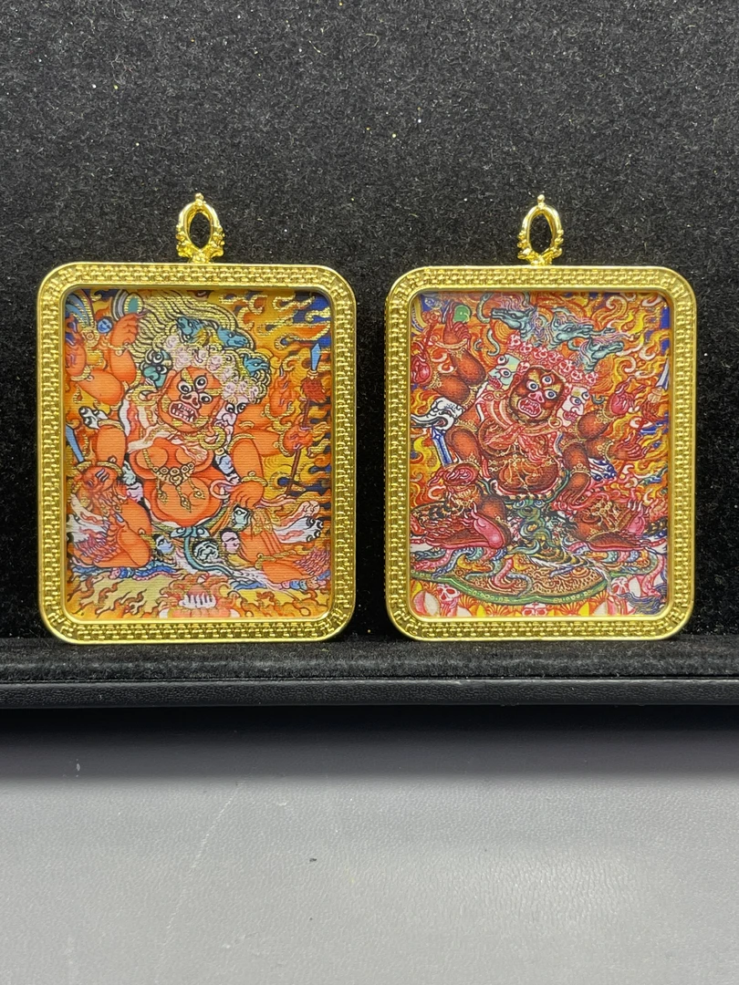 红六臂唐卡  红财神唐卡吊坠【招财】【收米】【财富】藏式 热贡