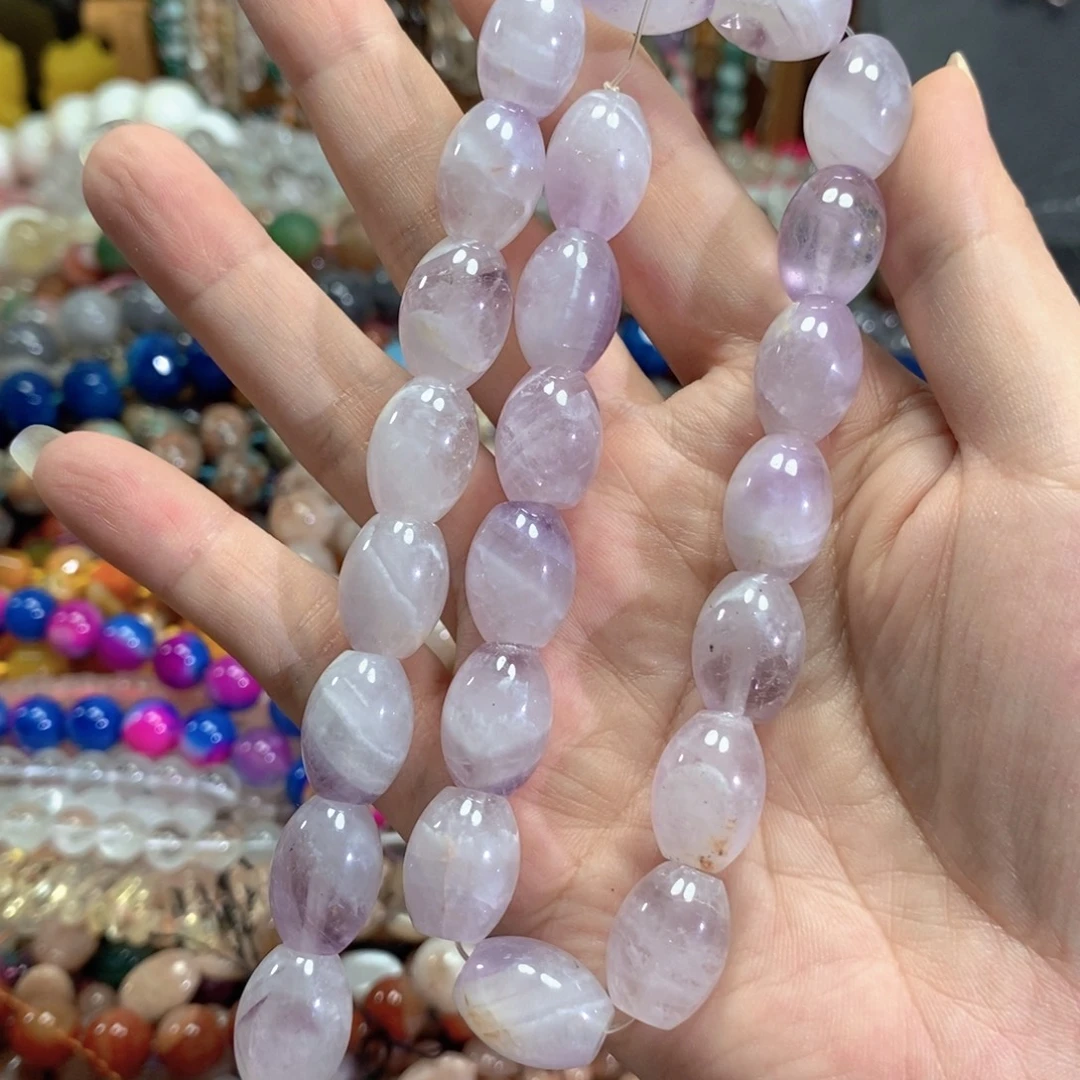 玛瑙/玉髓未镶嵌珠宝半成品紫水晶枣珠一条卡12*16mm