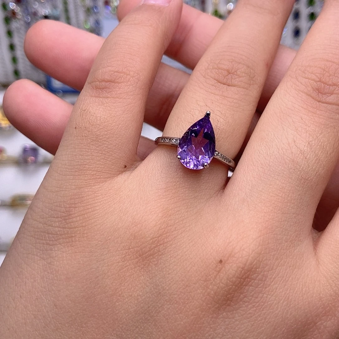 紫晶戒指银S925镶嵌