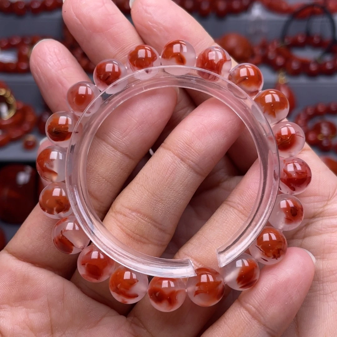 南红玛瑙未镶嵌珠宝奇石单圈9.5mm